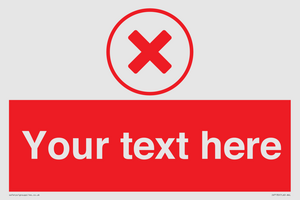 Custom red background, red cross in circle sign